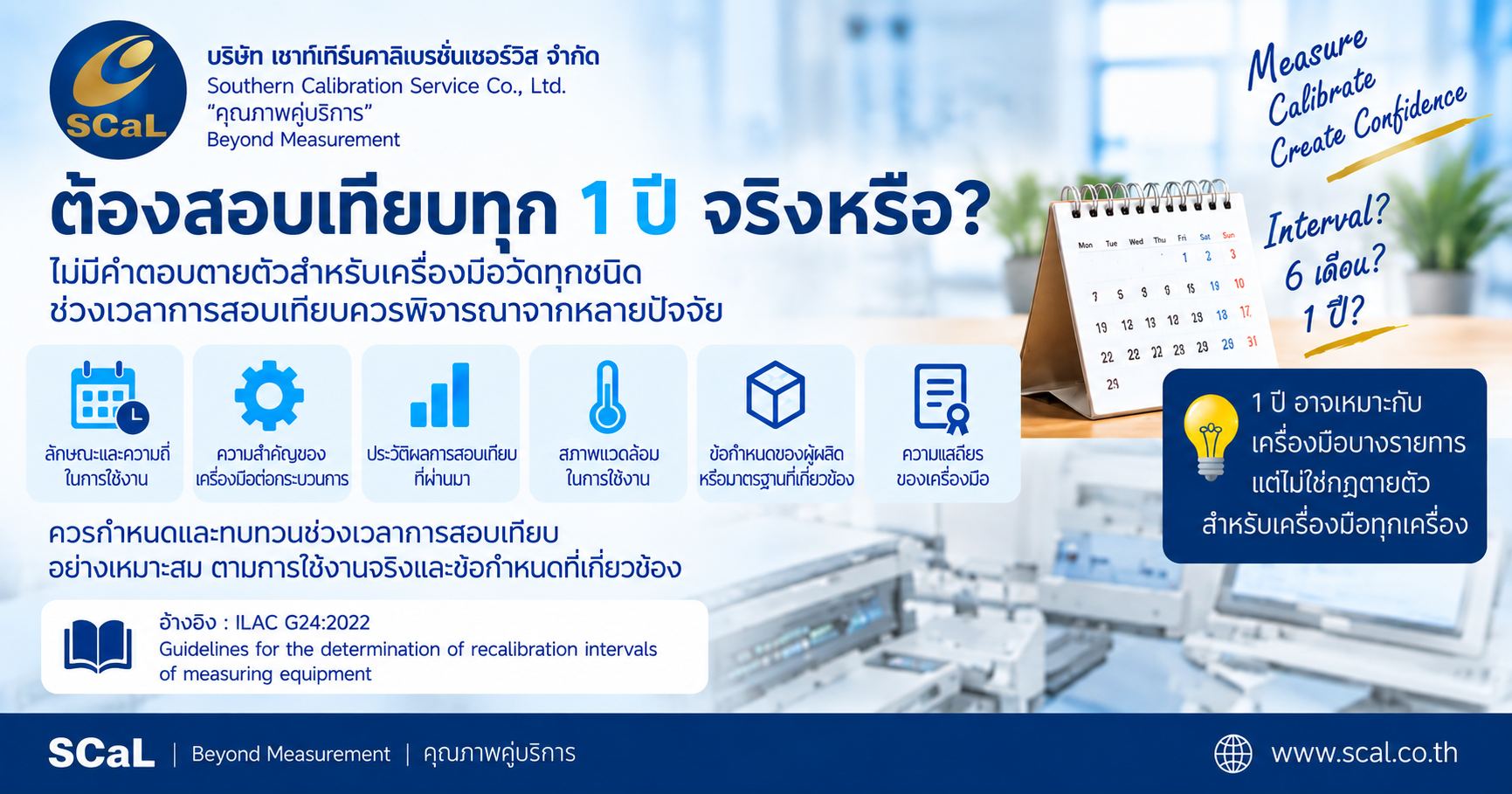 การกำหนดช่วงเวลาสอบเทียบเครื่องมือวัด ไม่จำเป็นต้องทุก 1 ปี