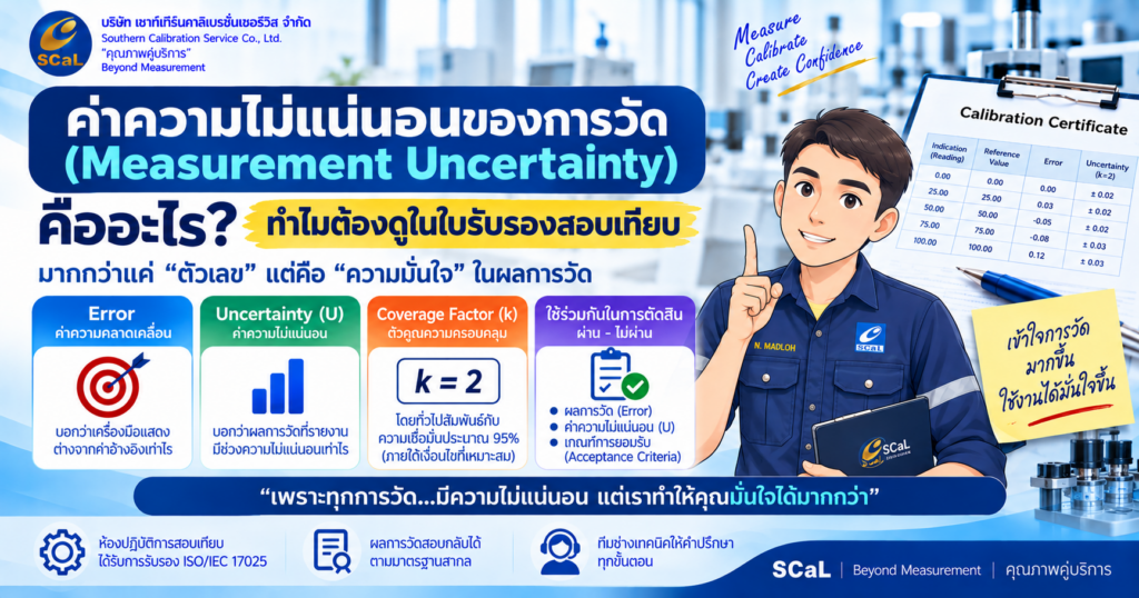 Measurement Uncertainty คืออะไร ในใบรับรองสอบเทียบ Calibration Certificate โดย SCaL
