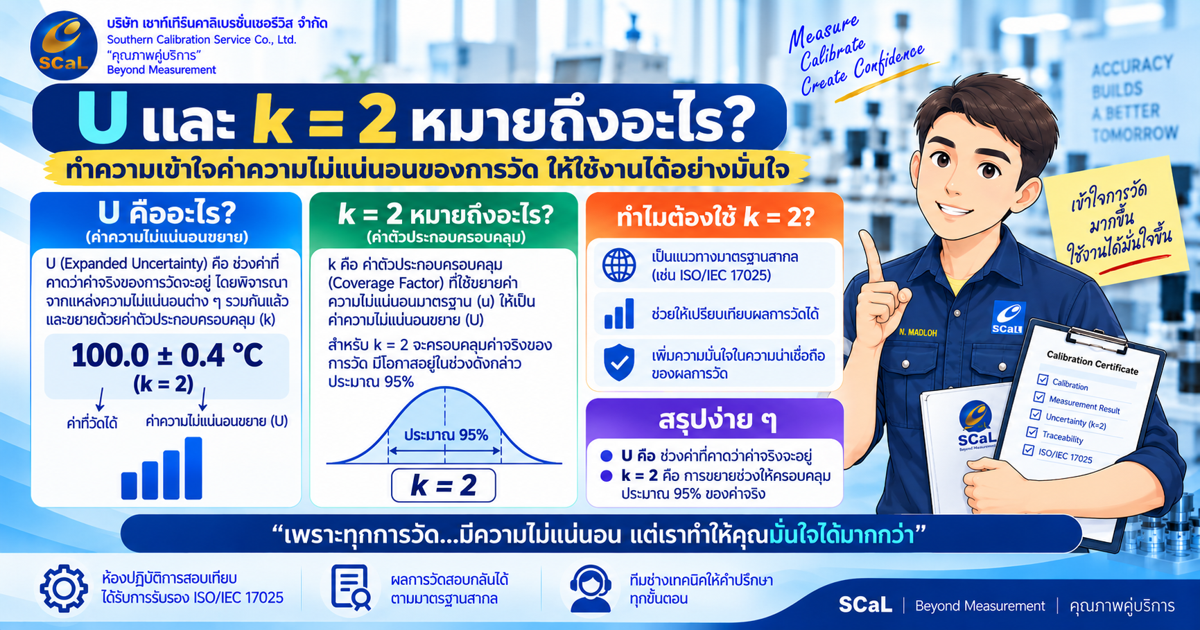 U และ k=2 หมายถึงอะไรใน Calibration Certificate อธิบาย Expanded Uncertainty และ Coverage Factor แบบเข้าใจง่าย