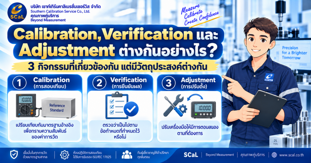 Calibration, Verification และ Adjustment ต่างกันอย่างไรในการดูแลเครื่องมือวัด