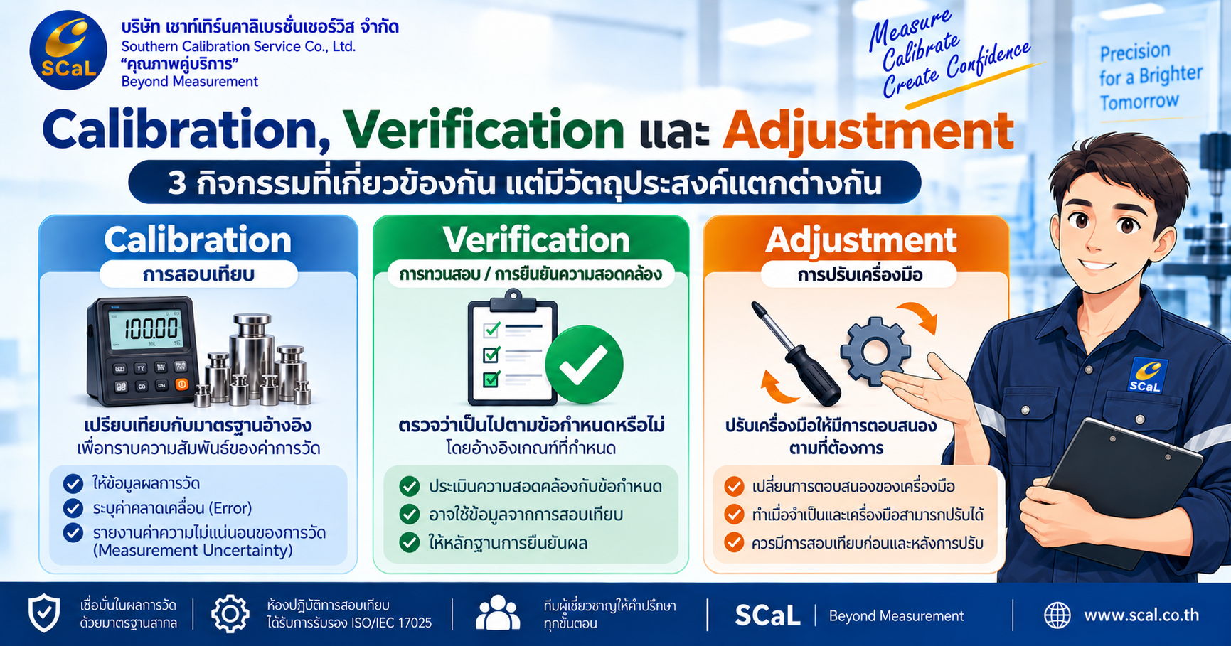 เปรียบเทียบ Calibration Verification และ Adjustment ว่าแต่ละกิจกรรมมีวัตถุประสงค์ต่างกันอย่างไร