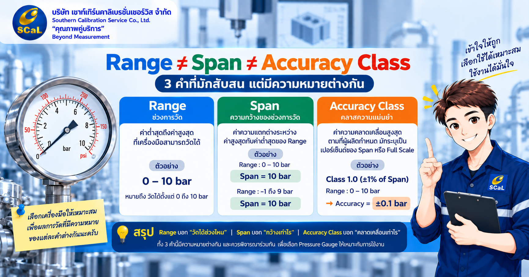 Range Span และ Accuracy Class ของ Pressure Gauge ต่างกันอย่างไร