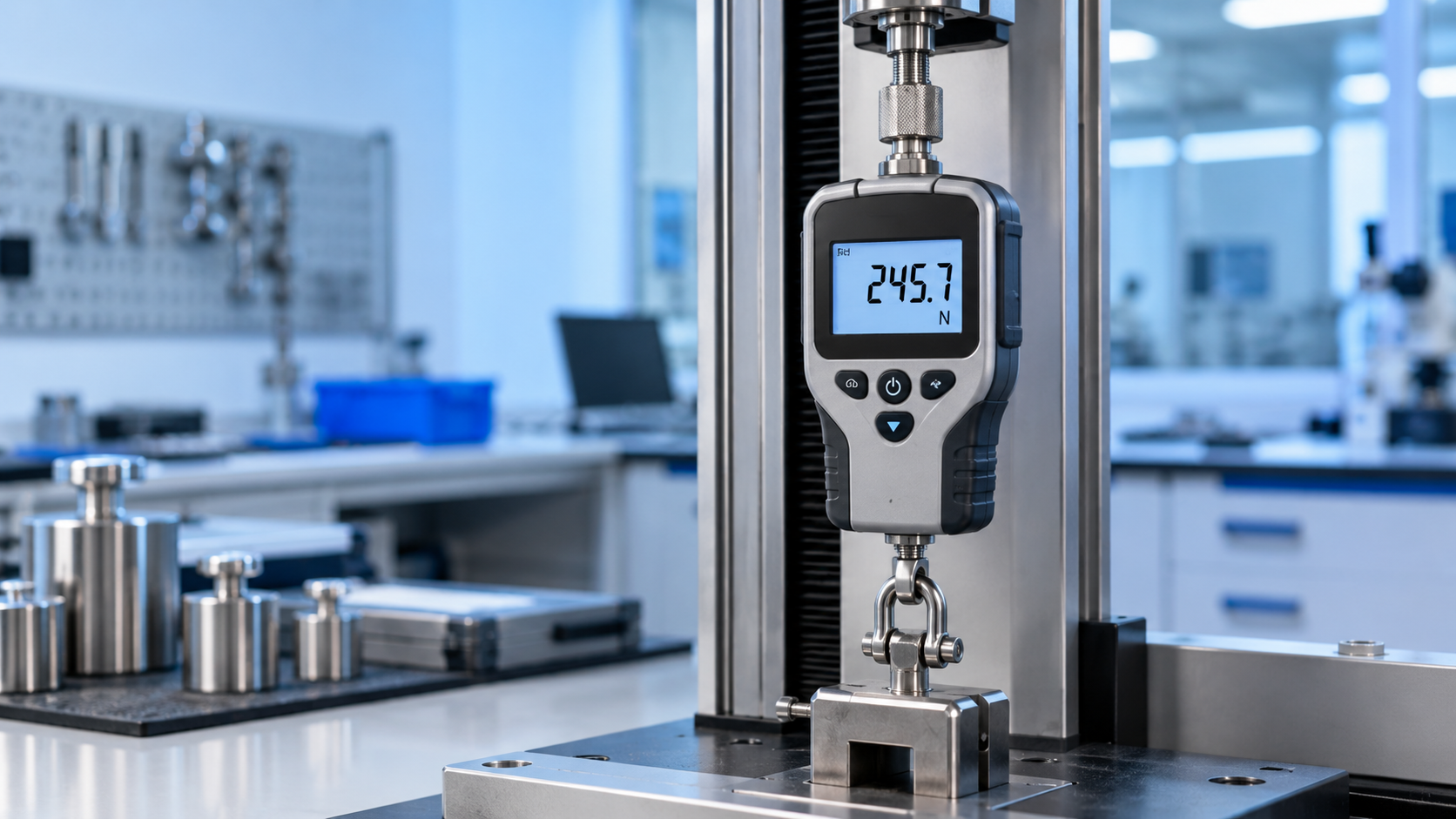 Digital Force Gauge สำหรับวัดแรงดึงและแรงกด พร้อมชุดทดสอบแรงในห้องปฏิบัติการ
