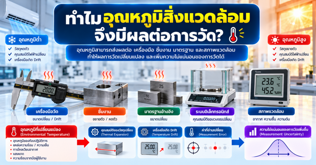 ทำไมอุณหภูมิสิ่งแวดล้อมจึงมีผลต่อการวัด ทั้งเครื่องมือ ชิ้นงาน มาตรฐาน และ Measurement Uncertainty