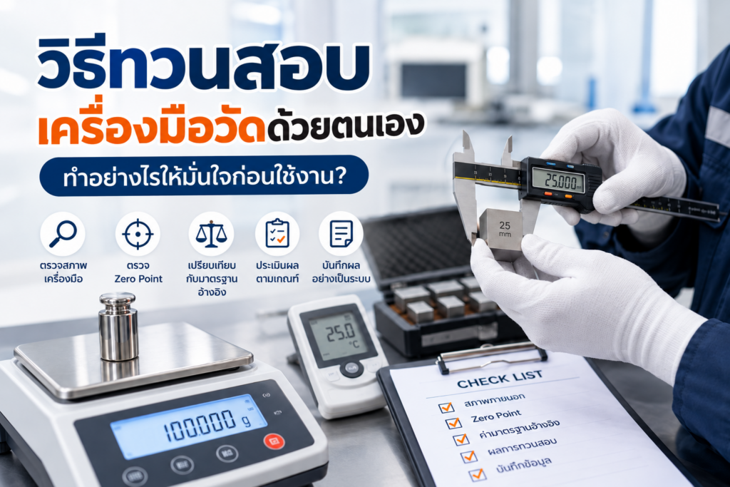 วิธีทวนสอบเครื่องมือวัดด้วยตนเอง โดยตรวจสภาพ Zero Point เปรียบเทียบกับมาตรฐานอ้างอิง และบันทึกผลก่อนใช้งาน