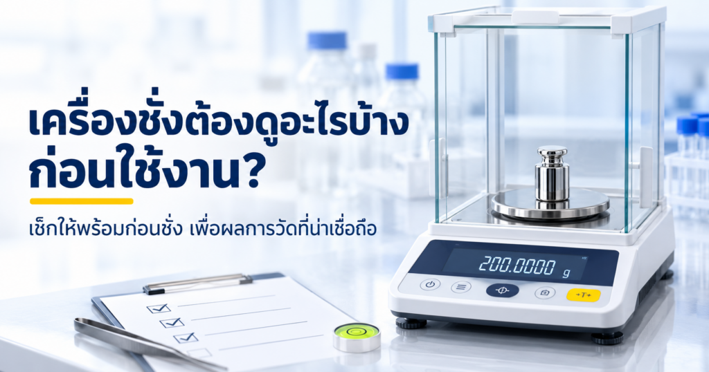 เครื่องชั่งต้องดูอะไรบ้างก่อนใช้งาน ตรวจ Level, Zero, ความสะอาด, Calibration Status และสภาพแวดล้อมก่อนชั่ง